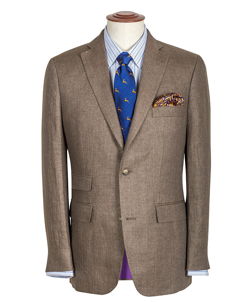 Herren Fischgrat-Leinen Sakko