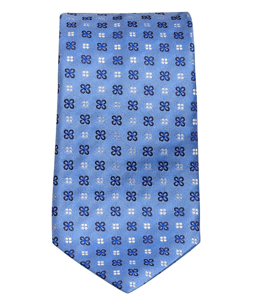 Krawatte Hellblau Dunkelblau Weiß gemustert