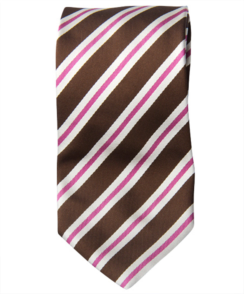 Krawatte Dunkelbraun ecru pink