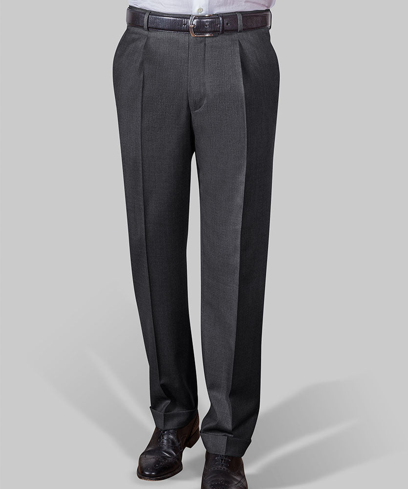 Business-Hose mit Bundfalten und Aufschlag