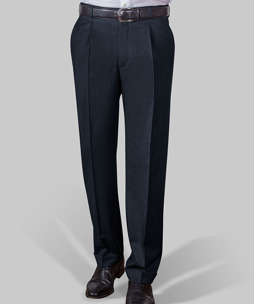 Business-Hose mit Bundfalten und Aufschlag