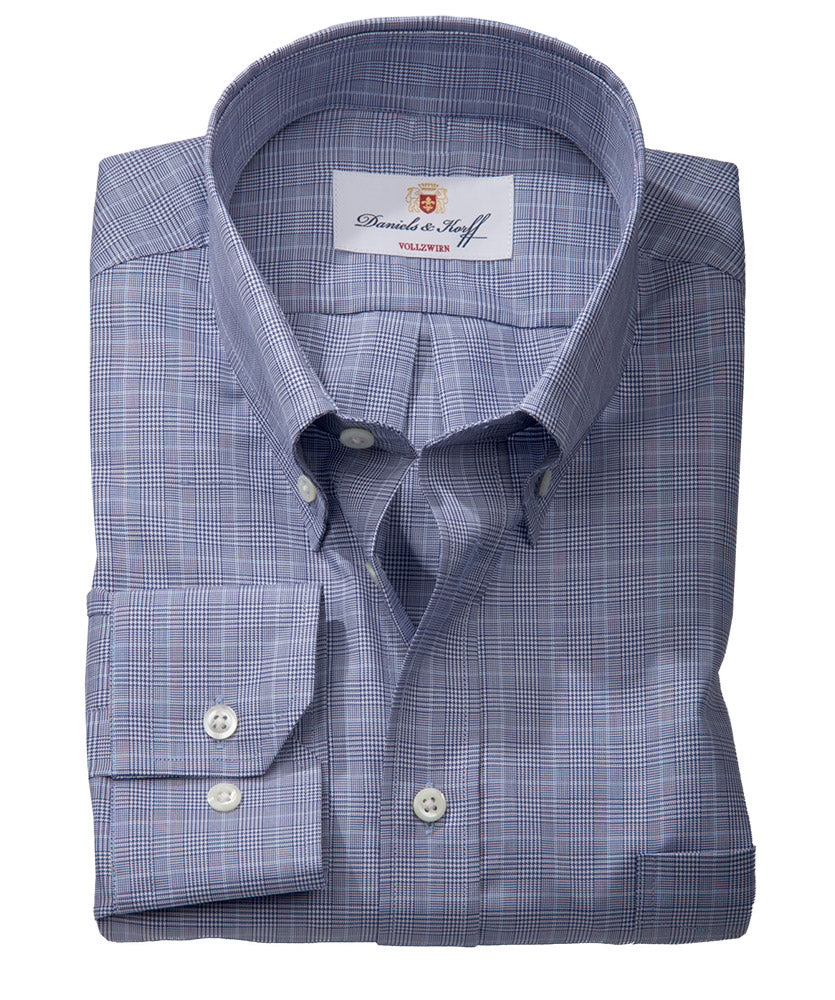 Vollzwirn-Twill-Glencheck-Hemd 100/2 (extra langer Arm 69cm)