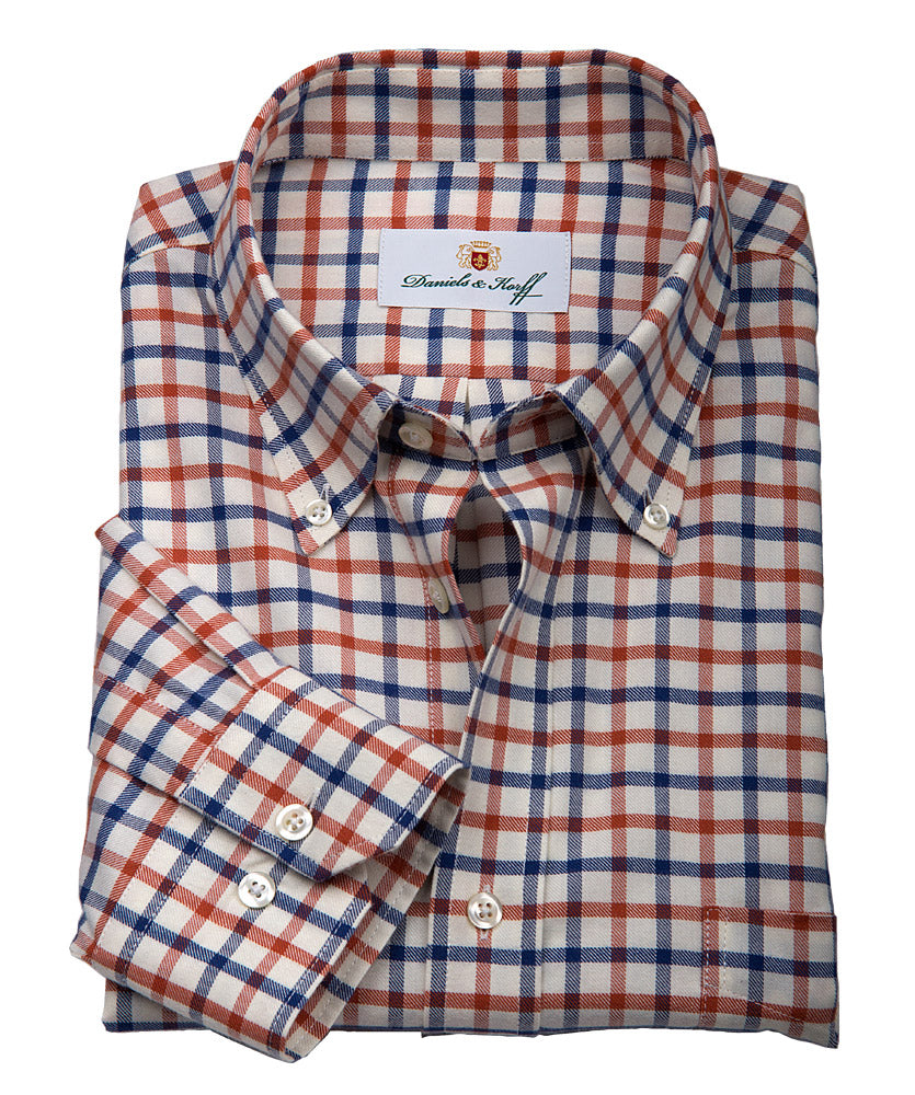 Twill-Karo-Hemd (extra langer Arm 69cm)