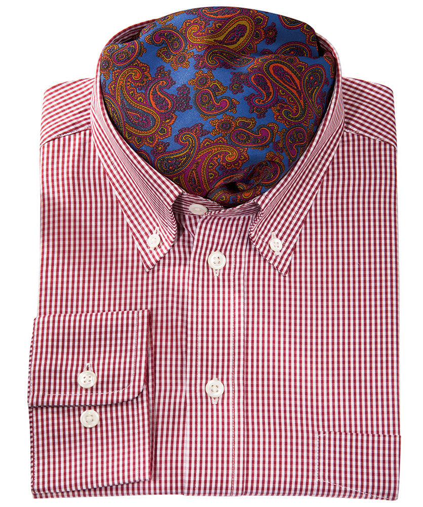 Oxford-Vollzwirn-Hemd blau/weiß (extra langer Arm 69cm)