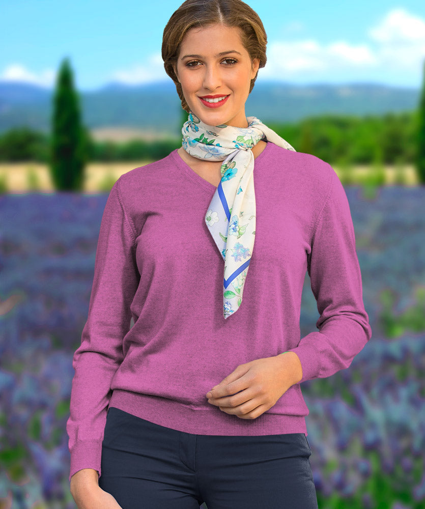 Damen Baumwoll-V-Pullover