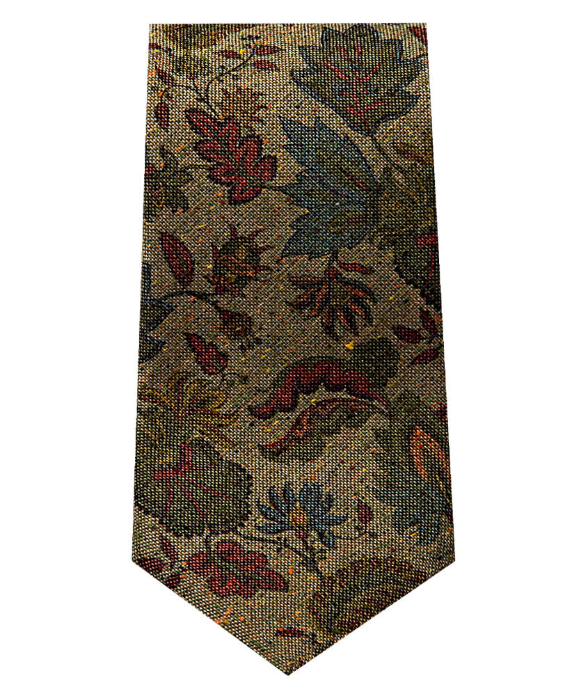 Krawatte Blumenranke Grün Oliv Blau