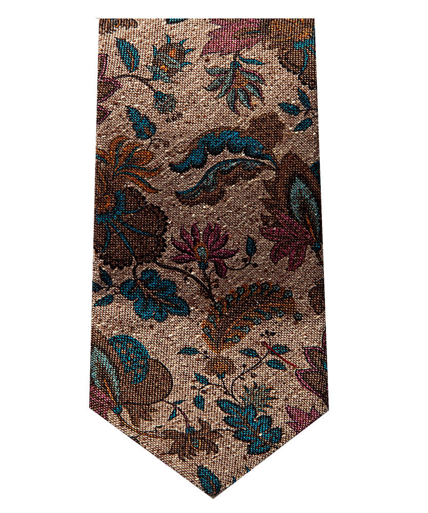 Krawatte Blumenranke Sand Bunt