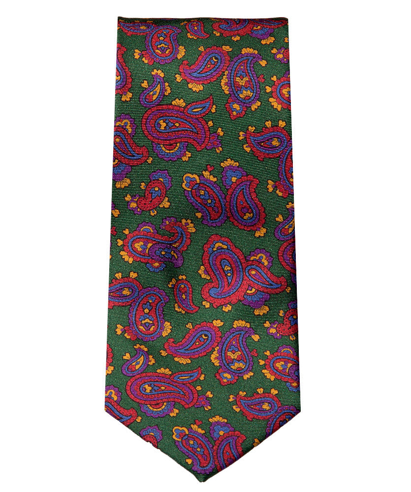 Krawatte Grün Paisley Lila Bordeaux Gold