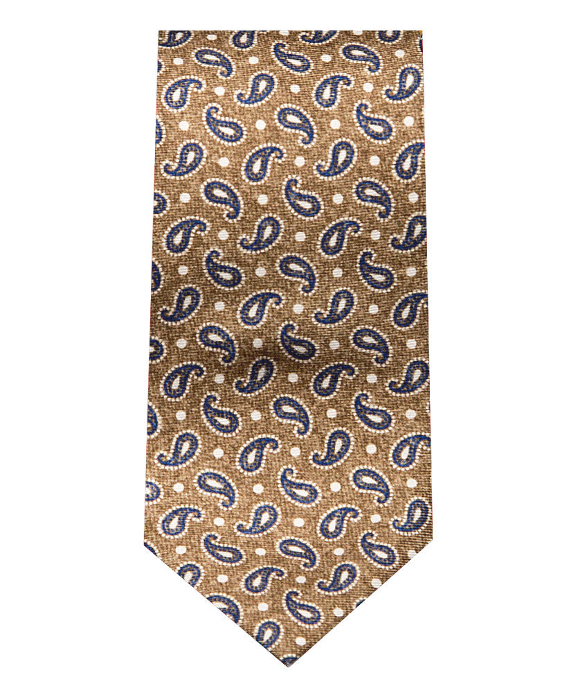 Krawatte Beige Blau Paisley