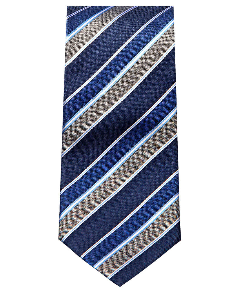 Krawatte Marine Grau Blau gestreift