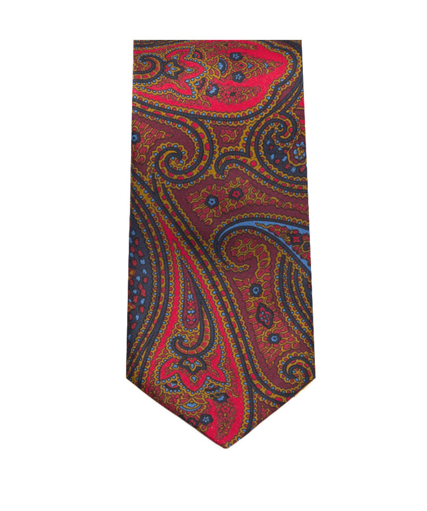 Krawatte Rot Blau Paisley