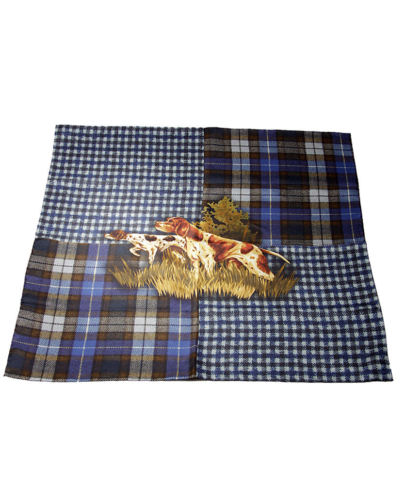 Seidentuch Marine Braun kariert mit Hunde