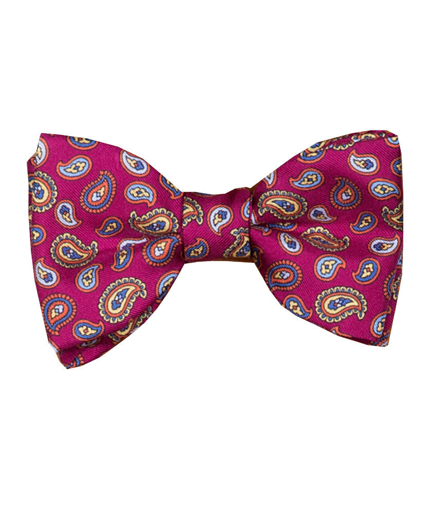Seiden Fliege Magenta Paisley Bunt