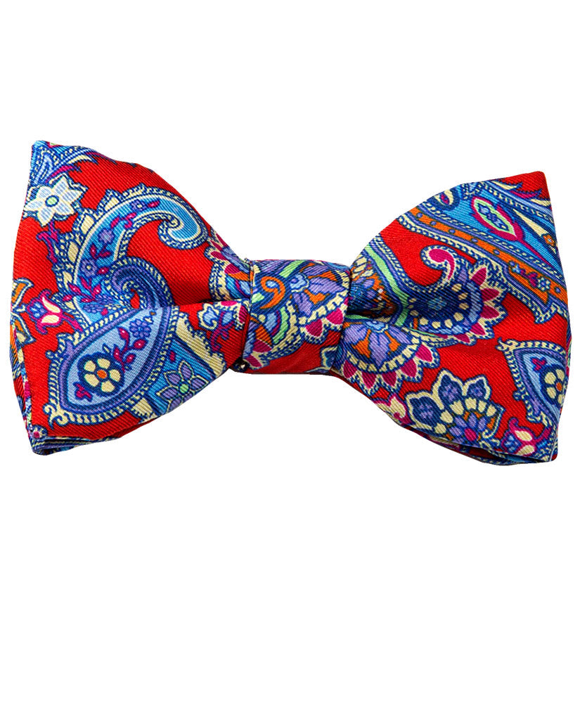 Seiden Fliege Rot Paisley Bunt