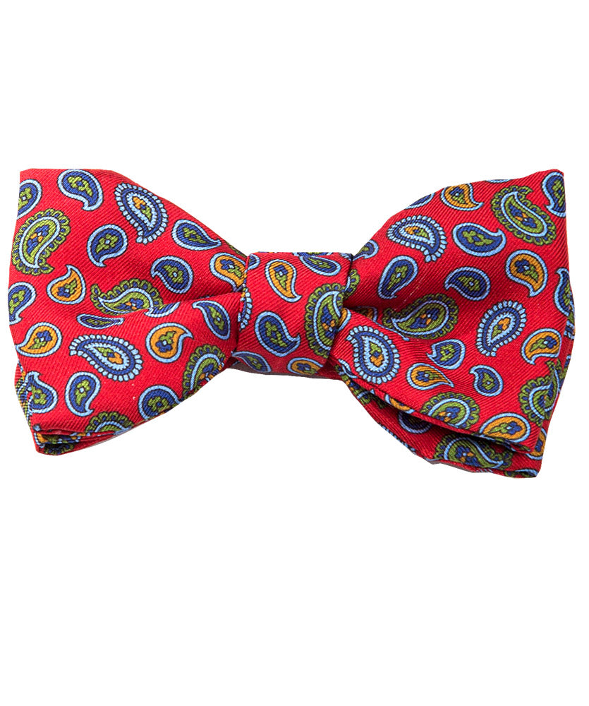 Seiden Fliege Rot Paisley Bunt