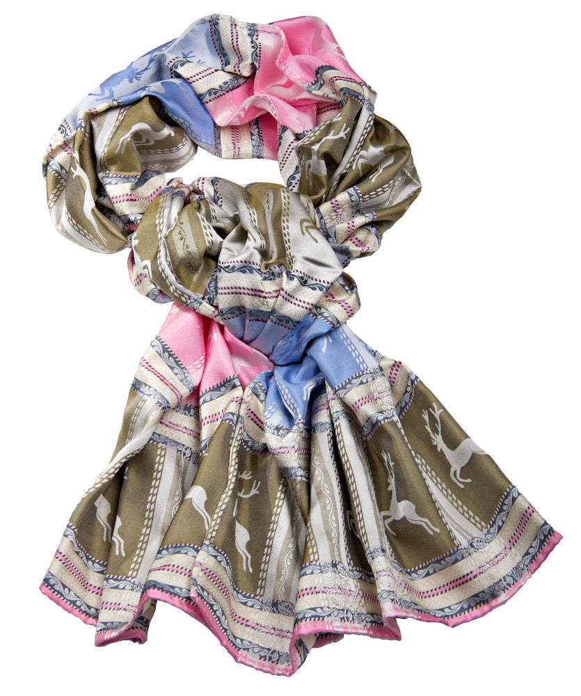 Seidenschal mit Hirschen & Ornamenten