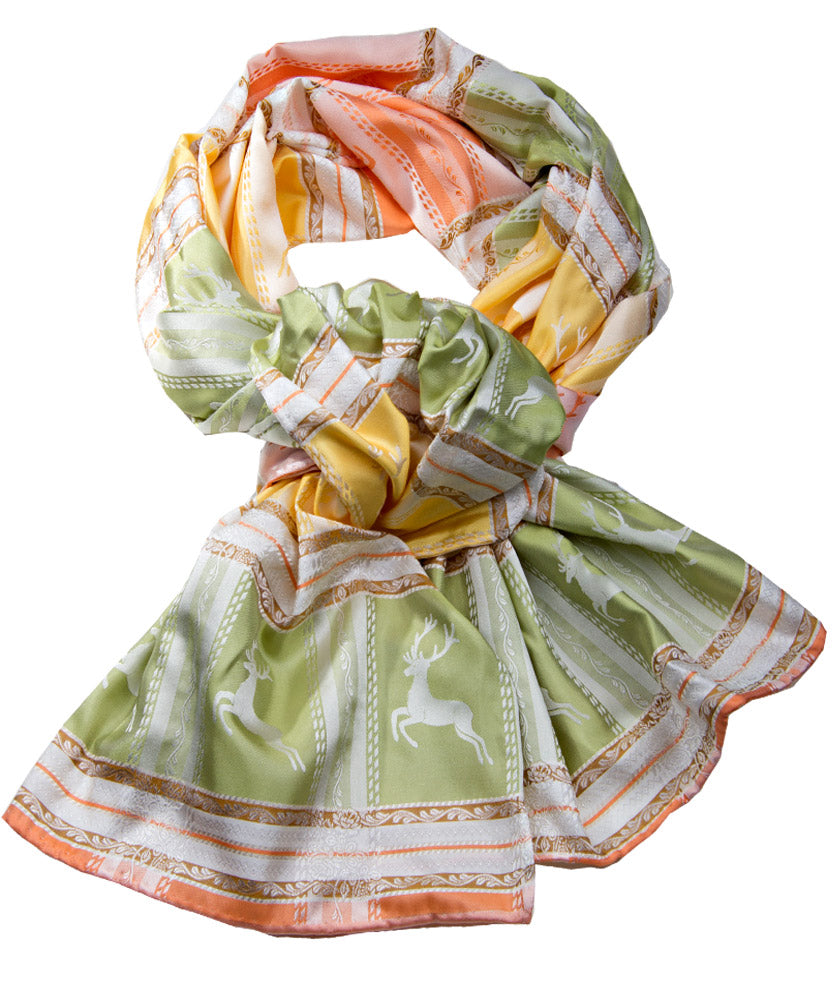 Seidenschal mit Hirschen & Ornamenten