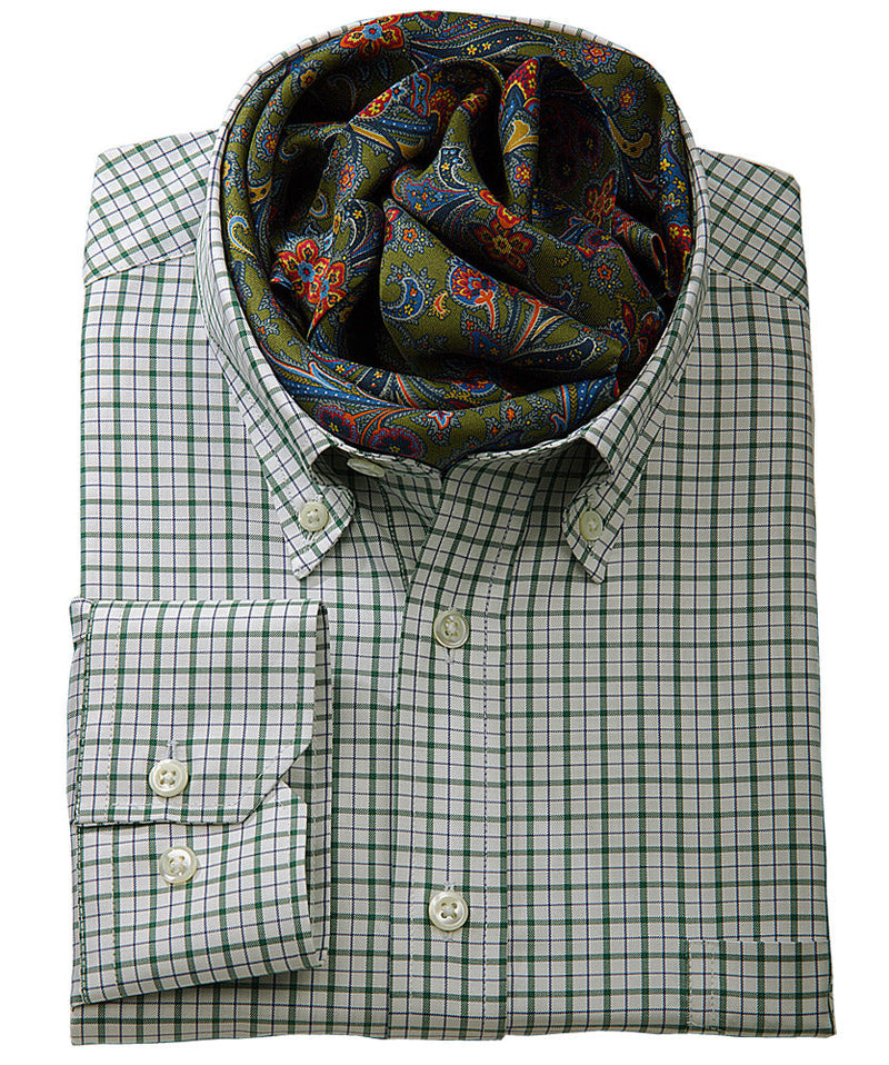 Vollzwirn-Twill-Karo-Hemd (extra langer Arm 69cm)