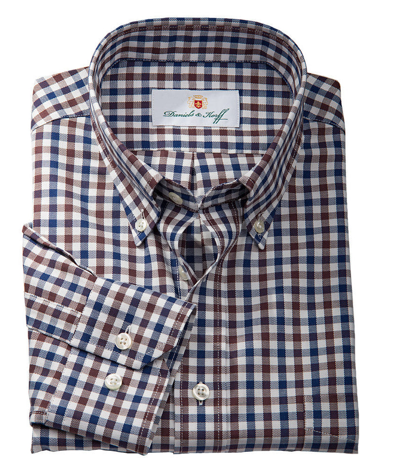 Twill-Karo-Hemd (extra langer Arm 69cm)