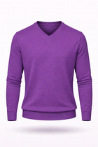 Herren Baumwoll-V-Pullover, Flieder