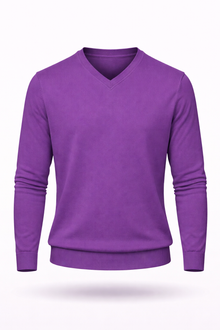 Herren Baumwoll-V-Pullover, Flieder
