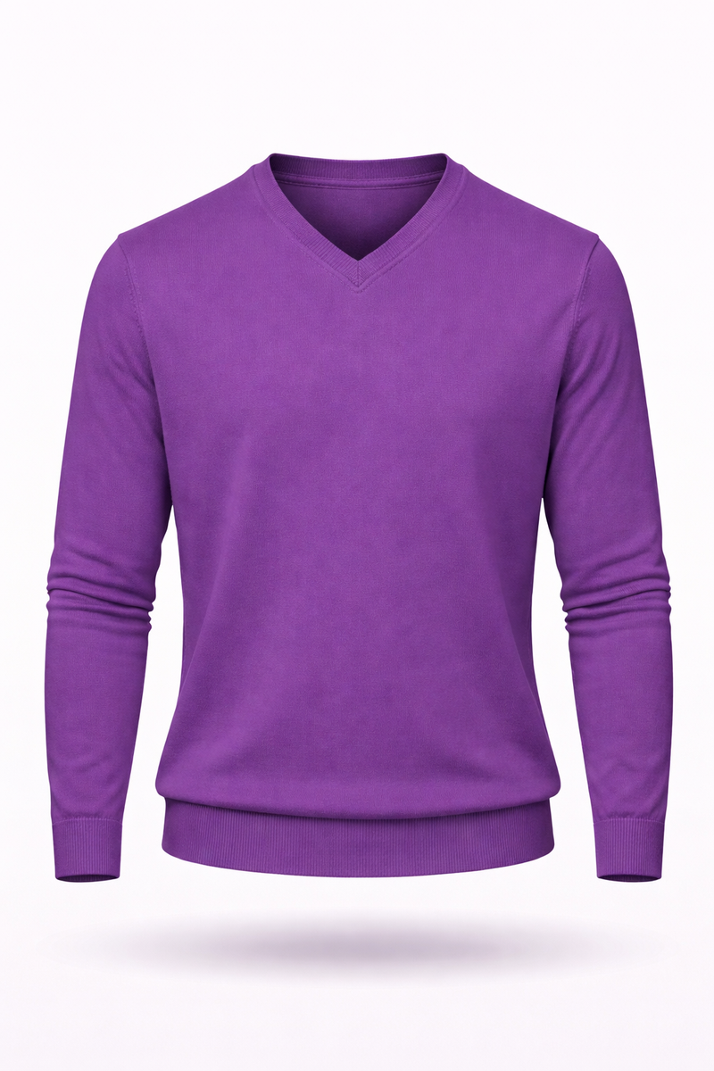 Herren Baumwoll-V-Pullover, Flieder