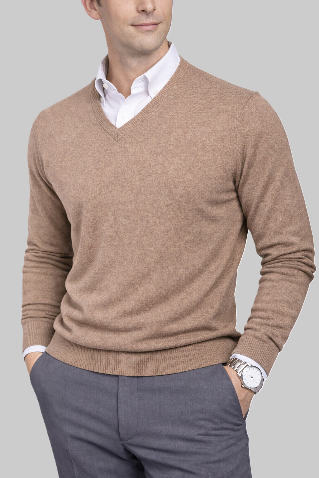 Herren Lambswool-V-Pullover
