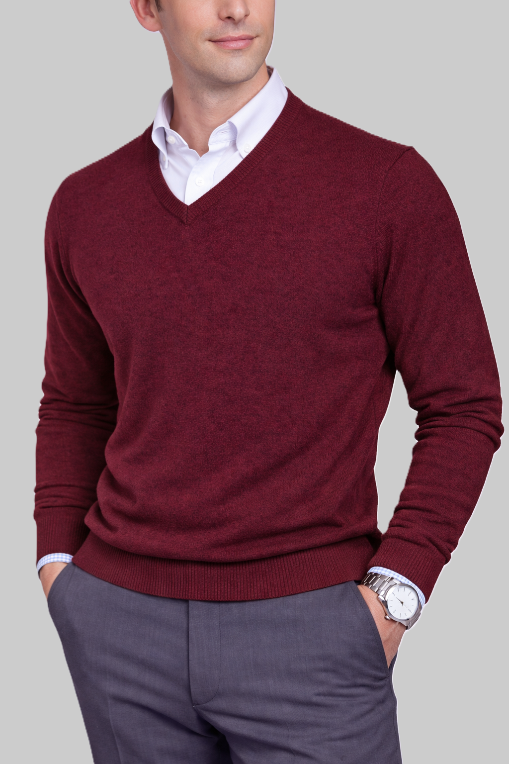 Herren Lambswool-V-Pullover