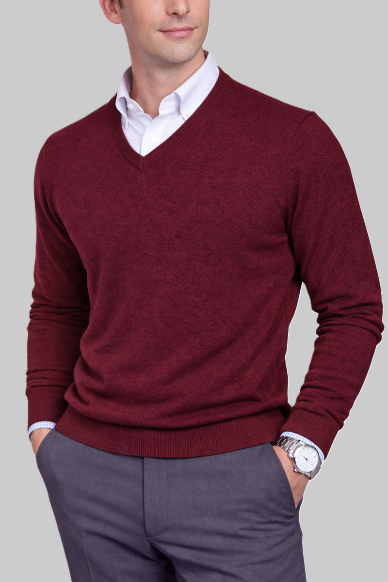 Herren Lambswool-V-Pullover