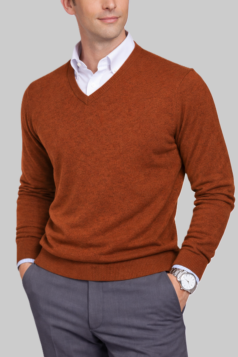 Herren Lambswool-V-Pullover