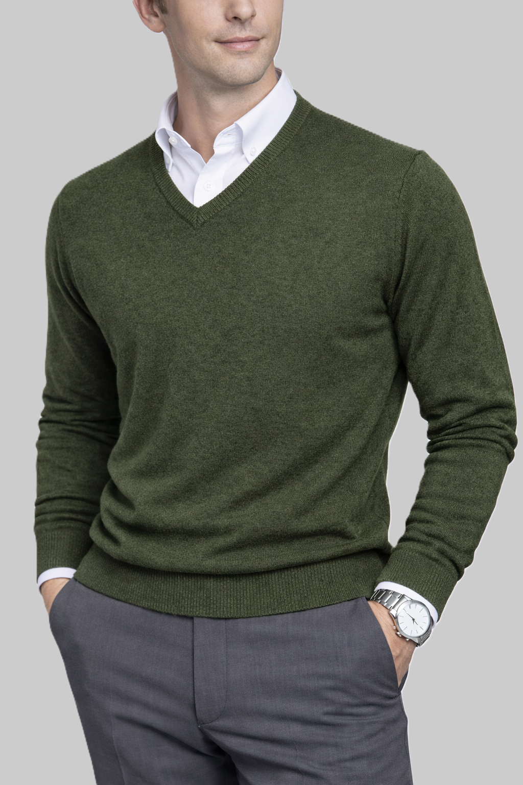 Herren Lambswool-V-Pullover