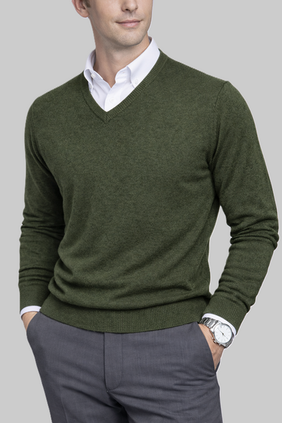 Herren Lambswool-V-Pullover