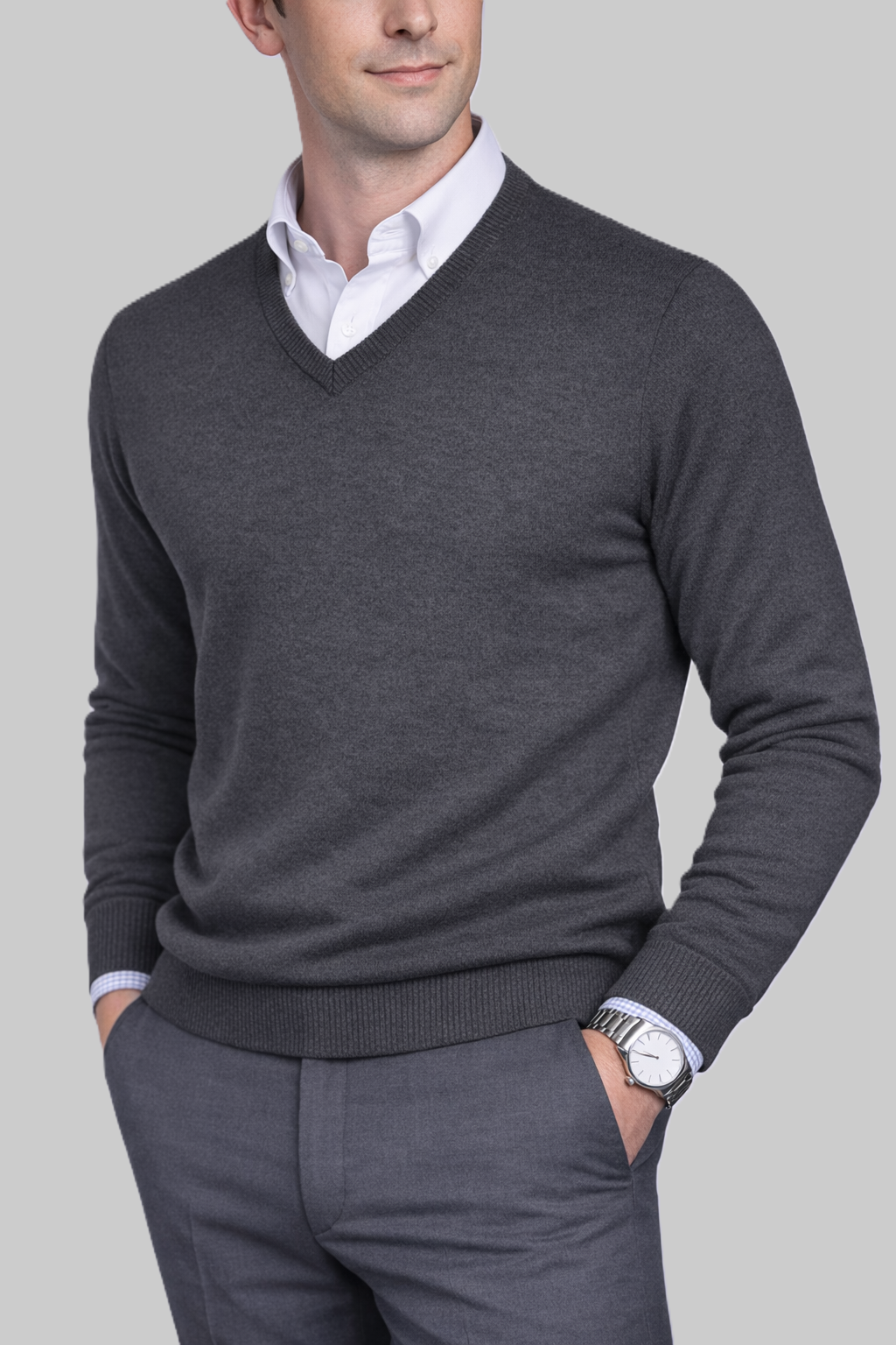Herren Lambswool-V-Pullover