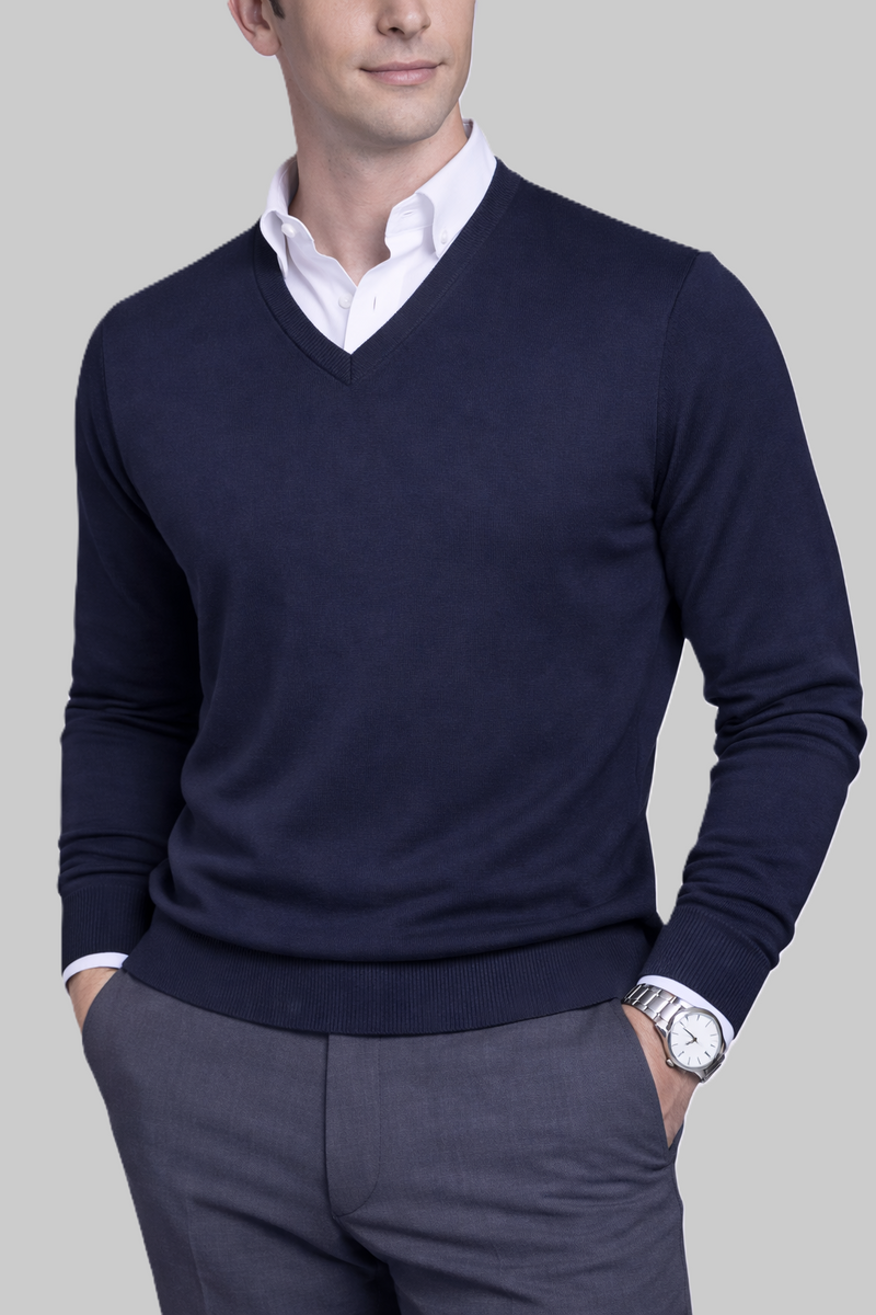 Herren Merino-V-Pullover