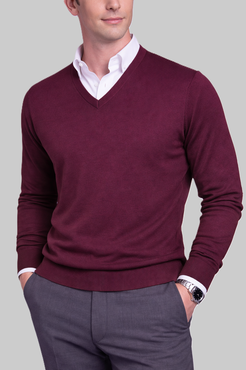 Herren Merino-V-Pullover