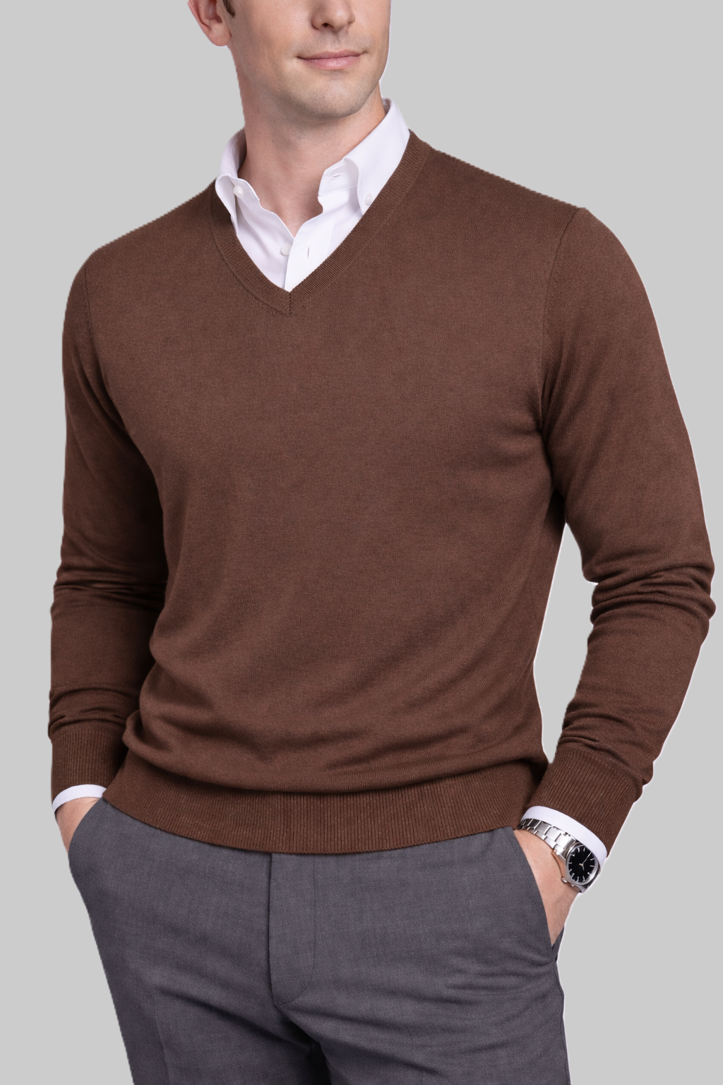 Herren Merino-V-Pullover
