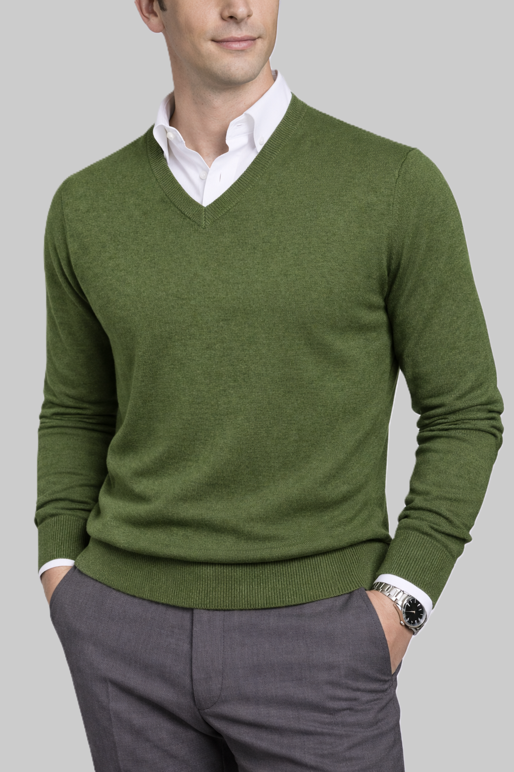 Herren Merino-V-Pullover