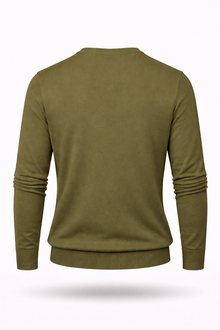 Herren Baumwoll-V-Pullover, oliv