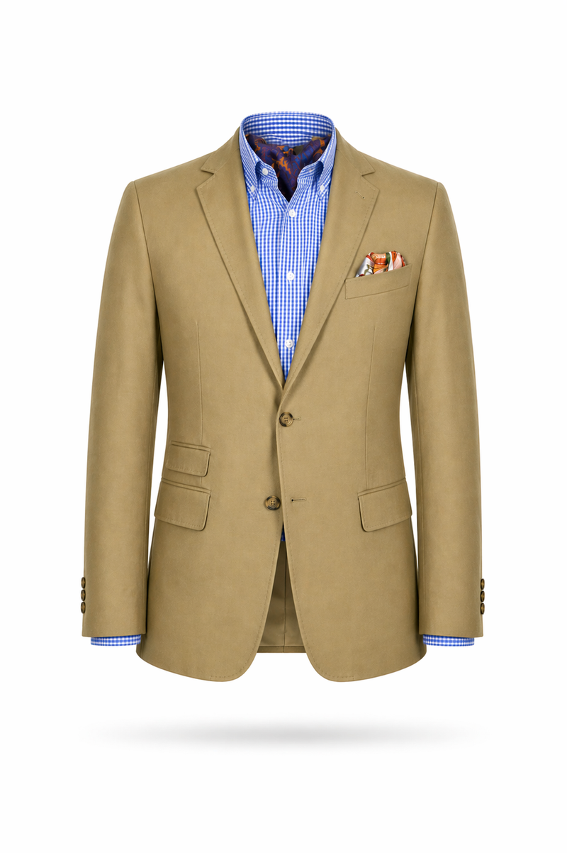 Sakko beige/braun m.blauem Kar