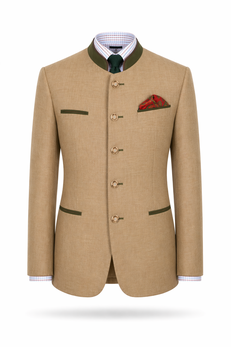 Sakko beige/bleu Fischgrat