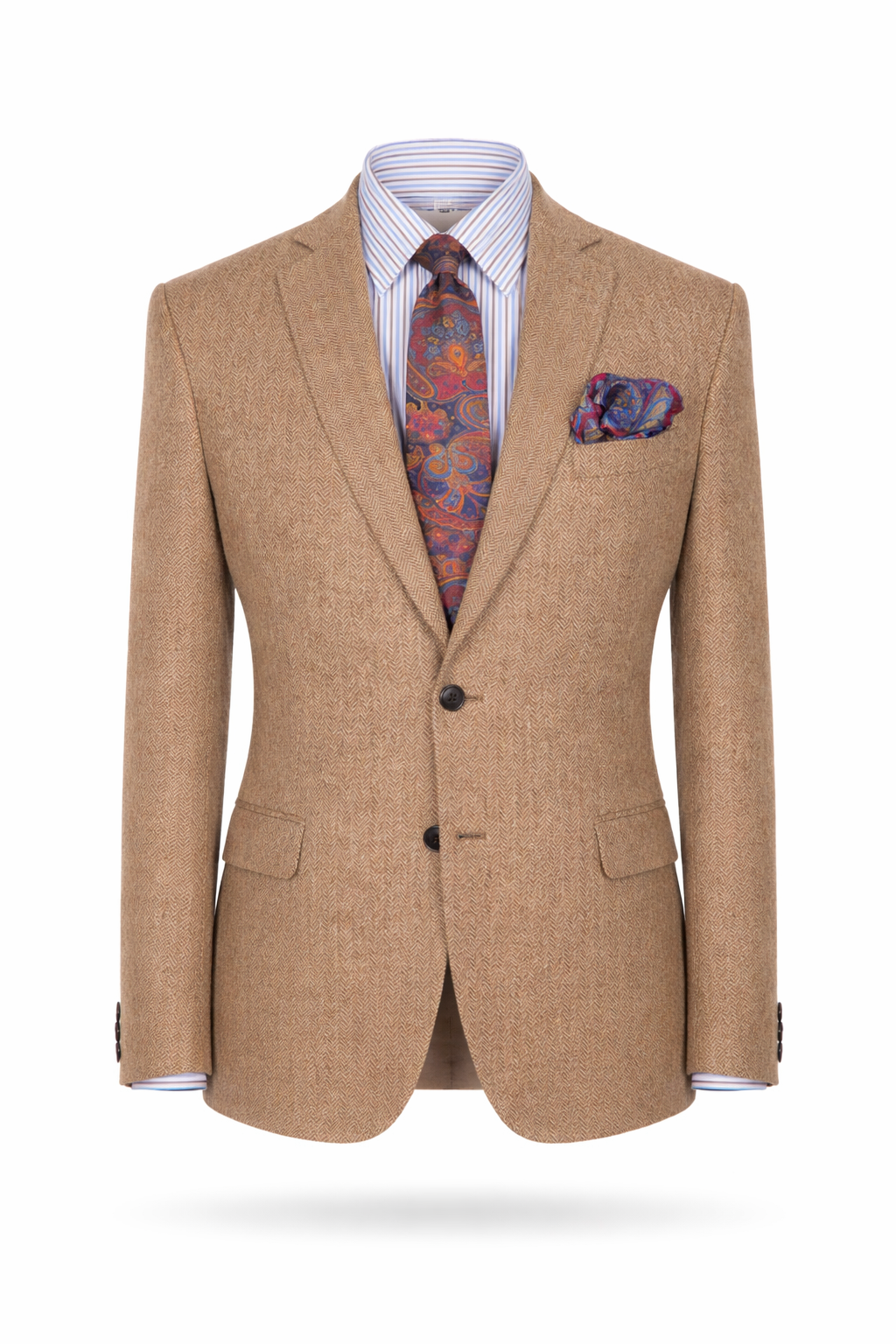 Fischgrat-Sakko mit Seide