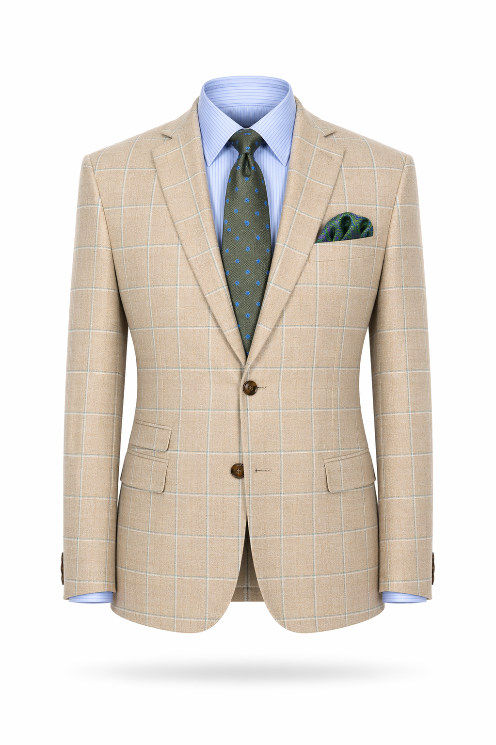 Sakko oliv/beige Überkaro