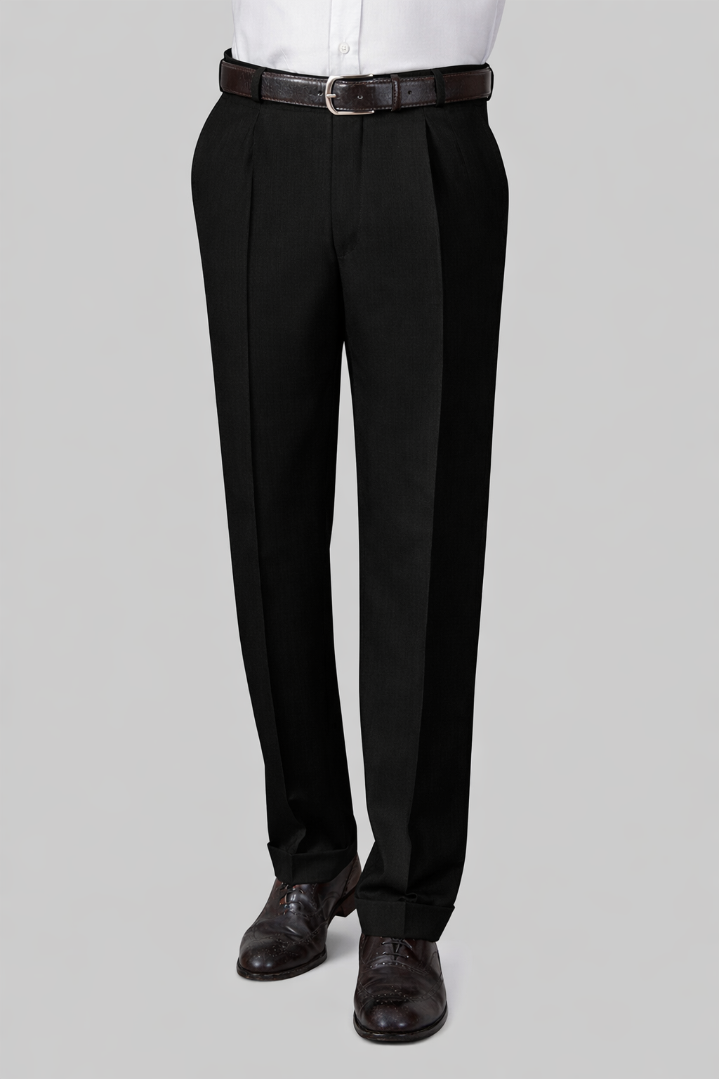 Business-Hose mit Bundfalten und Aufschlag