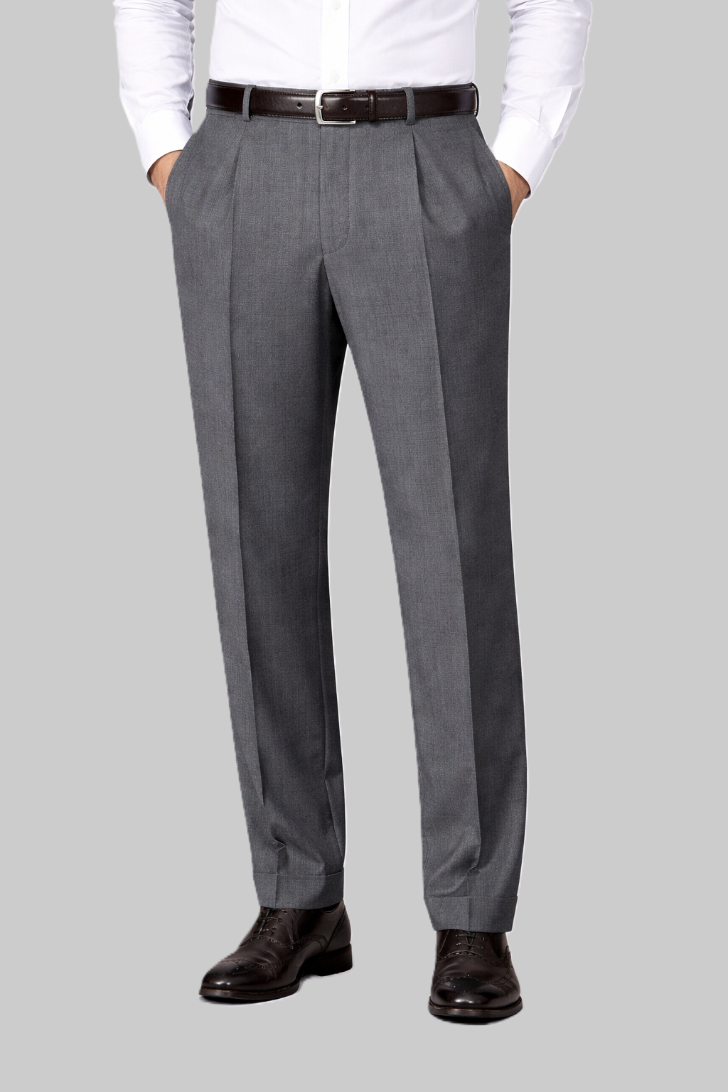 Business-Hose mit Bundfalten und Aufschlag
