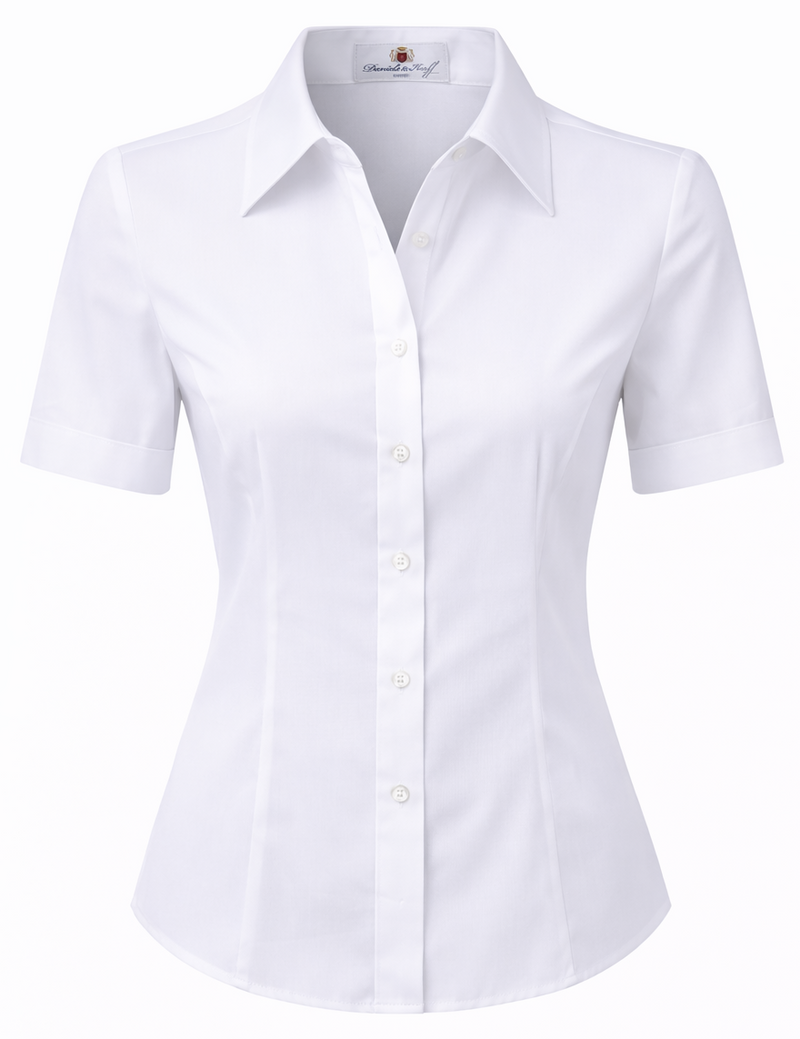 Halbarm-Bluse mit V-Auschnitt