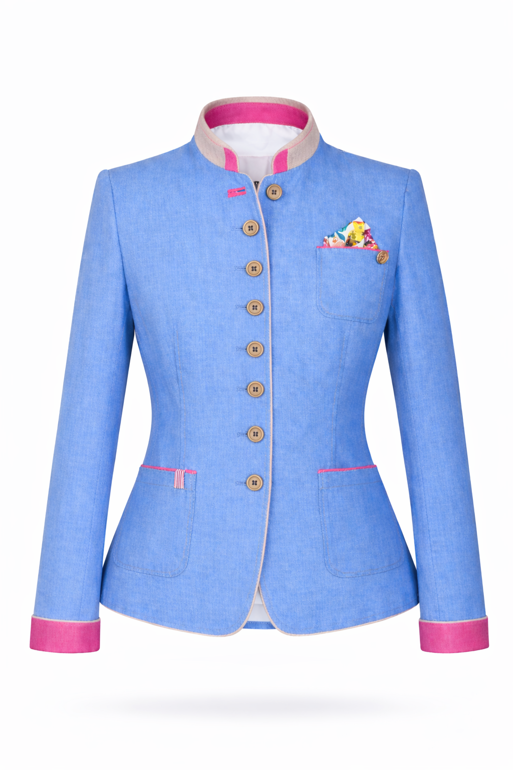 Damen Leinen-Janker mit Stehkragen