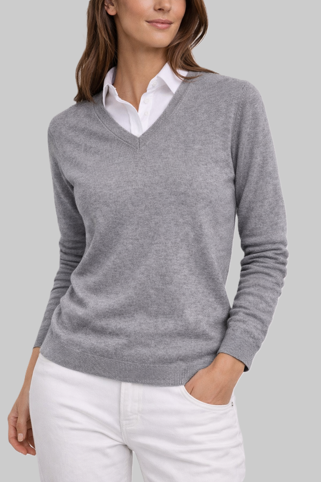 Damen Merino-V-Pullover