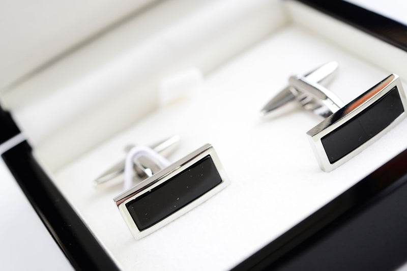 Silber Onyx Manschettenknöpfe